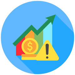 Inflation Rate mini illustration rounded flat color icon, use for trade wars, economy, business, finance, economic competition, UI, UX kit, app and web development, digital or print.