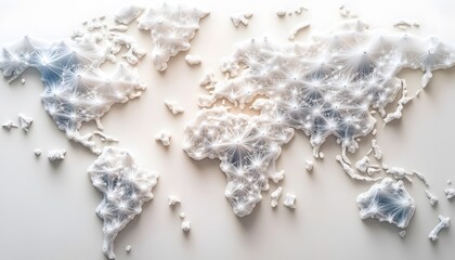 Abstract World Map Art White Network Design