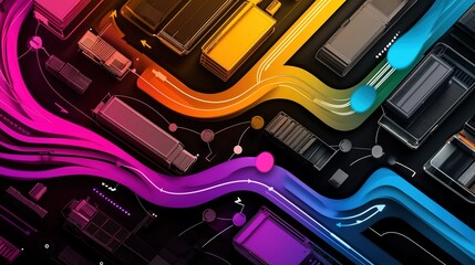 Colorful, abstract representation of interconnected transportation systems.