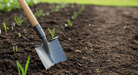 Shovel in Soil Outdoors