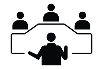 Meeting web icon set in line style. Conference, team, brainstorm, seminar, interview, collection. Team business meeting with teamwork and collaboration flat vector icon for apps and websites. 