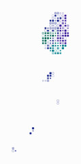 Saint Vincent and the Grenadines, shape of the country built of colored cells. Digital style map of Saint Vincent and the Grenadines on a white background. Small size rounded square blocks.