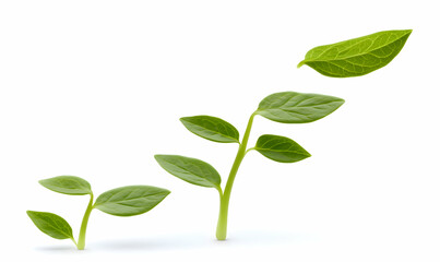 Fototapeta premium Stages of plant growth, from seedling to mature sprout, isolated on white background. Perfect for illustrating growth, development, and environmental themes.
