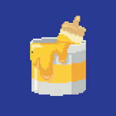 pixel art paint can, vector illustration on isolated background.
