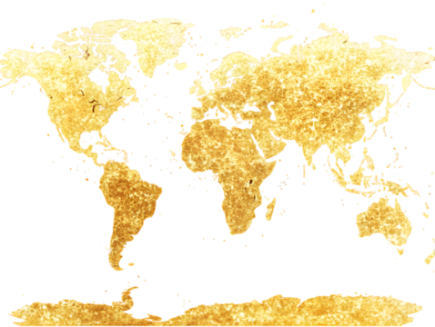 Golden Abstract World Map Illustration With Isolated Transparent Background - Powered by Adobe