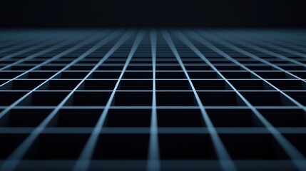 A dark, futuristic grid pattern extends into the distance, creating a 3D effect and sense of depth.