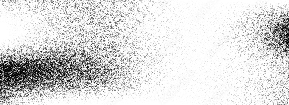 Poster stippled grain gradient texture. black dotted noise background. rough grunge sand dot backdrop. grit