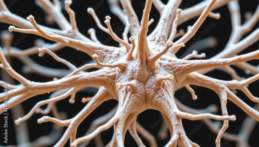 Poster microscopic view of a neuron with branching structures.