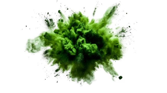 Green Powder Explosion Isolated on Transparent Background Illustration - Powered by Adobe