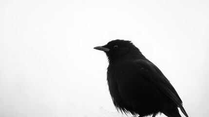 Black Bird Silhouette Against White Background