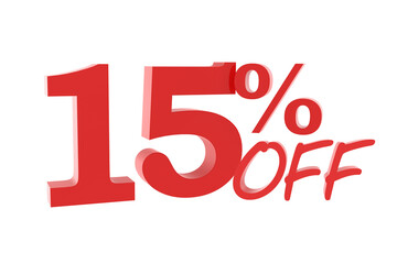 15 percent discount promotion red number 