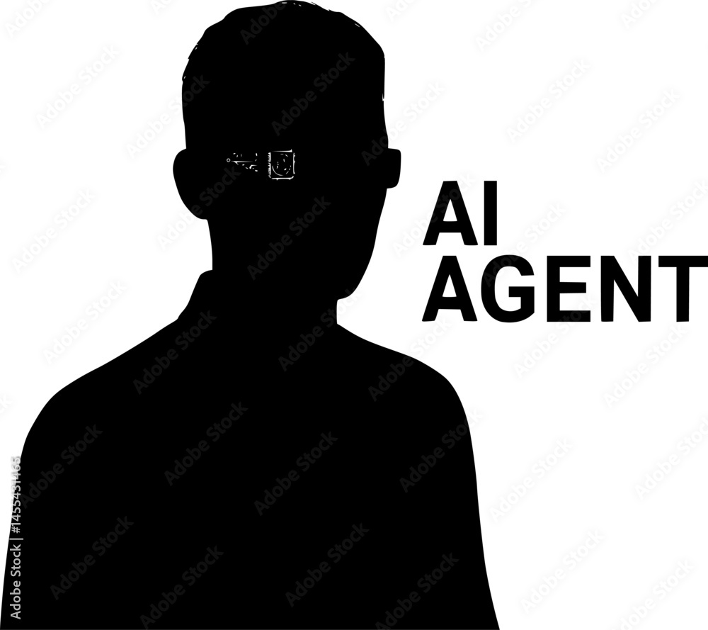 Aufkleber futuristic ai agent robot head icon with circuit elements in black and white vector style. icons vec
