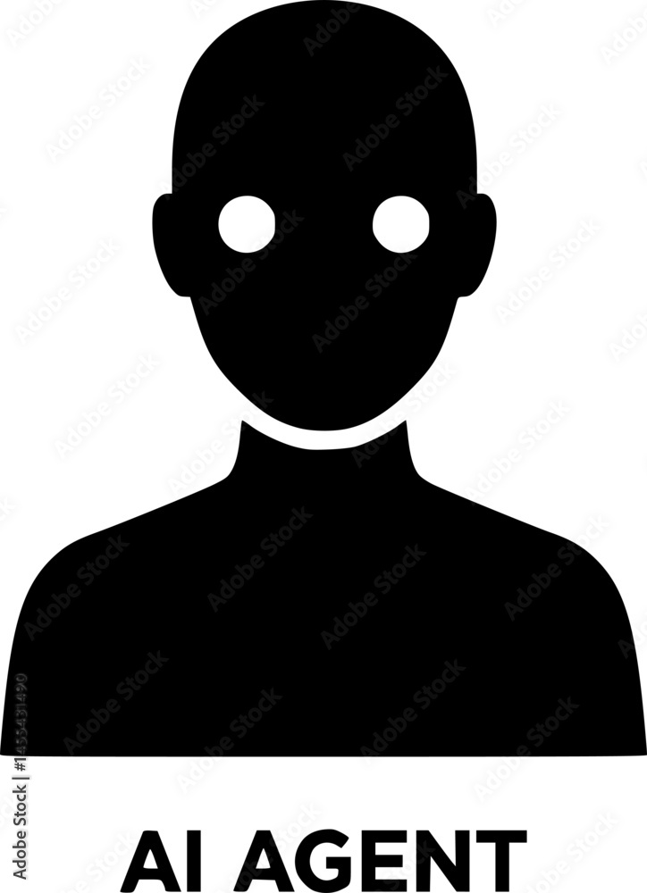 Poster futuristic ai agent robot head icon with circuit elements in black and white vector style. icons vec