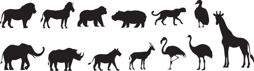 動物に関するシルエットセット
