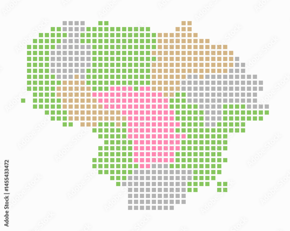 Poster lithuania dotted map. digital style map of the country on white background. lithuania shape with squ