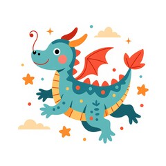 Fototapeta premium The fantasy adventure of the cute little dragon
