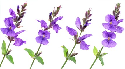 Vibrant Purple Flowers Isolated on White Background