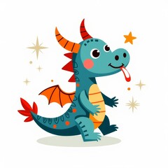 Fototapeta premium The fantasy adventure of the cute little dragon