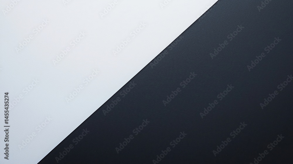 Poster minimalist black and white diagonal split background with a smooth texture and high contrast.