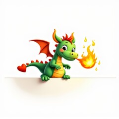 Fototapeta premium Cartoon little fire dragon blessing