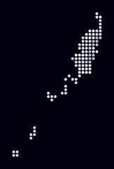 Palau dotted map. Digital style map of the country on a dark background. Palau shape with circle dots. Colored dots style. Large size circles. Beautiful vector illustration.