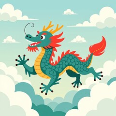 Auspicious dragons soar in the clouds to celebrate the new year