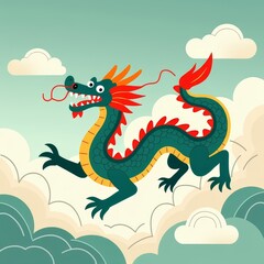 Obraz premium Auspicious dragons soar in the clouds to celebrate the new year