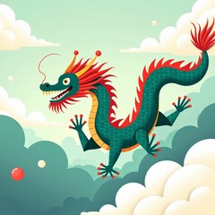 Obraz premium Auspicious dragons soar in the clouds to celebrate the new year