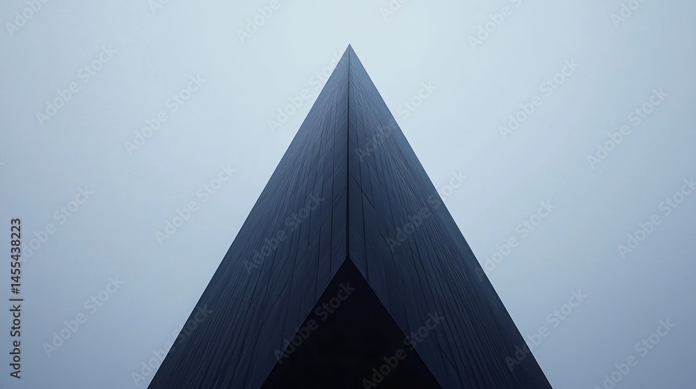 Aufkleber a sharp, triangular building peak points upward against a cloudy, minimalist sky.