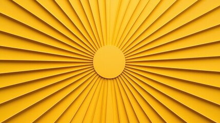 Yellow radial lines extend from a central circle, creating a vibrant, sunburst-inspired abstract geometric pattern with strong visual impact.