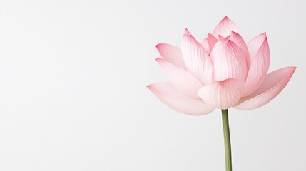 Fototapeta premium A delicate pink lotus flower blooms gracefully against a simple white background.