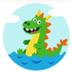 Naklejka premium Cartoon dragon playing in the water