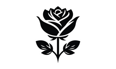 Art & IllustrationRoses tattoo. Black roses vector design. Black silhouette of rose, Valentines day silhouette of rose element set. Romantic silhouette of rose	