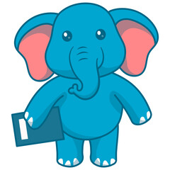 Cute Baby Elephant Character. Vector Cartoon Illustration