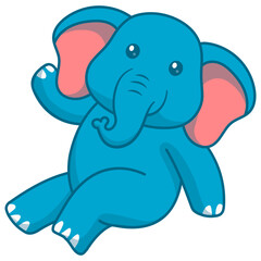 Cute Baby Elephant Character. Vector Cartoon Illustration