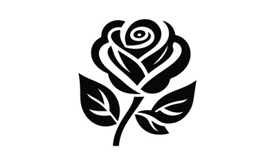Fototapeta premium Art & IllustrationRoses tattoo. Black roses vector design. Black silhouette of rose, Valentines day silhouette of rose element set. Romantic silhouette of rose 