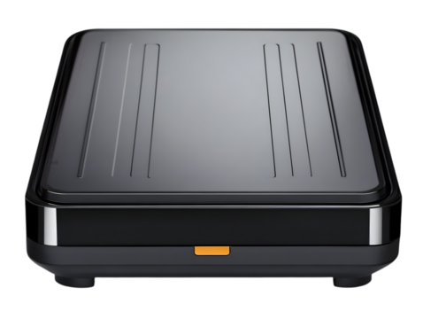 Isolated Black Electronic Device Illustration with Orange Button Details