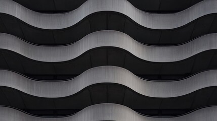 Wavy, repetitive architectural patterns create a modern, abstract facade on a building exterior, emphasizing symmetry and contemporary design.