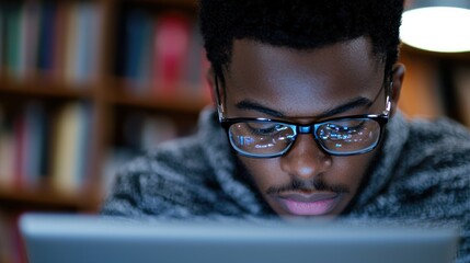 Student researching online, highlighting academic integrity in scholarly work.