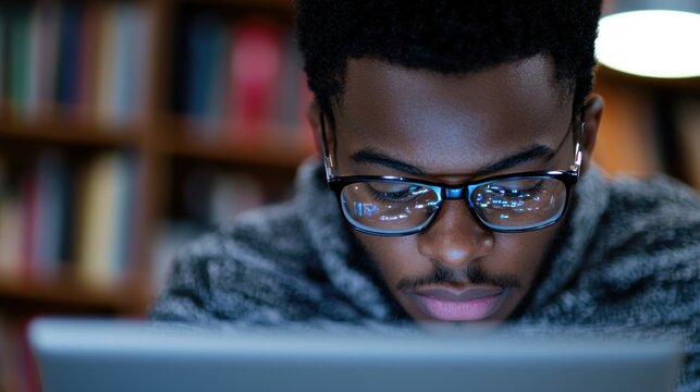 Student researching online, highlighting academic integrity in scholarly work.