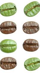 Naklejka premium Isolated Coffee Beans on Transparent Background Photo