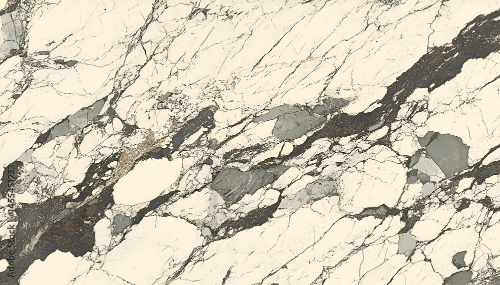 Poster high-resolution image showcasing elegant off-white marble texture with intricate grey and brown vein