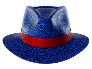 Isolated Blue Fedora Hat With Red Band on a Transparent Background Illustration