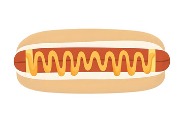 Isolated Hotdog Illustration with Mustard and Bun on Transparent Background