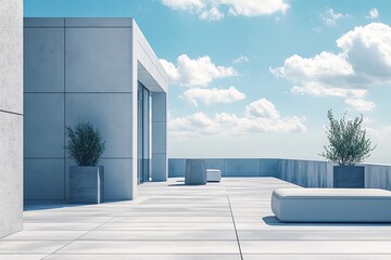 Modern rooftop terrace with minimalist design