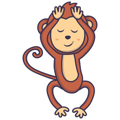 Cute Circus Monkey Character. Isolated on White Background.
