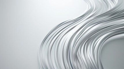 A smooth silver cloth floating in the air, rendered with high detail and realism, set against an all-white background. The silver fabric has flowing folds that give it movement and texture.