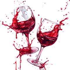 Fototapeta premium Pair of Red Wine Arcs in Liquid Motion PNG