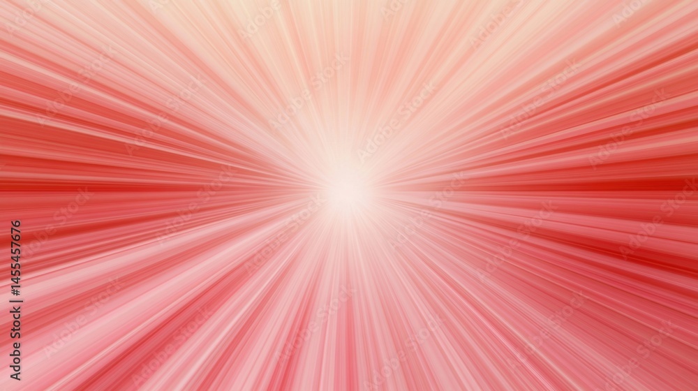Poster radiant burst of red and white lines emanating from a bright center in an abstract, energetic patter