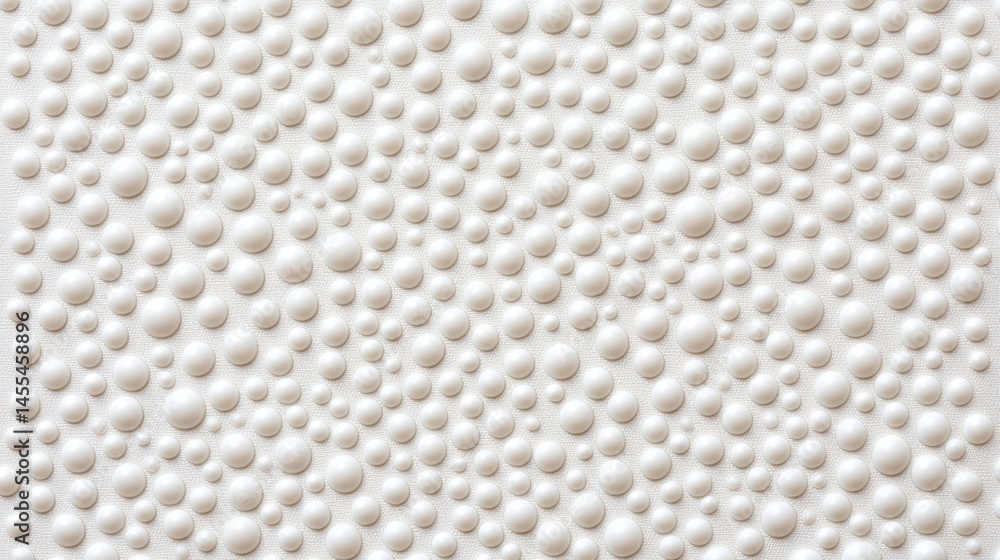 Poster a textured surface featuring numerous white, raised circular bumps of various sizes, creating a bubb